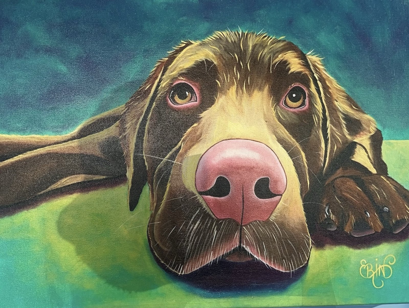 Colorful dog portrait artwork